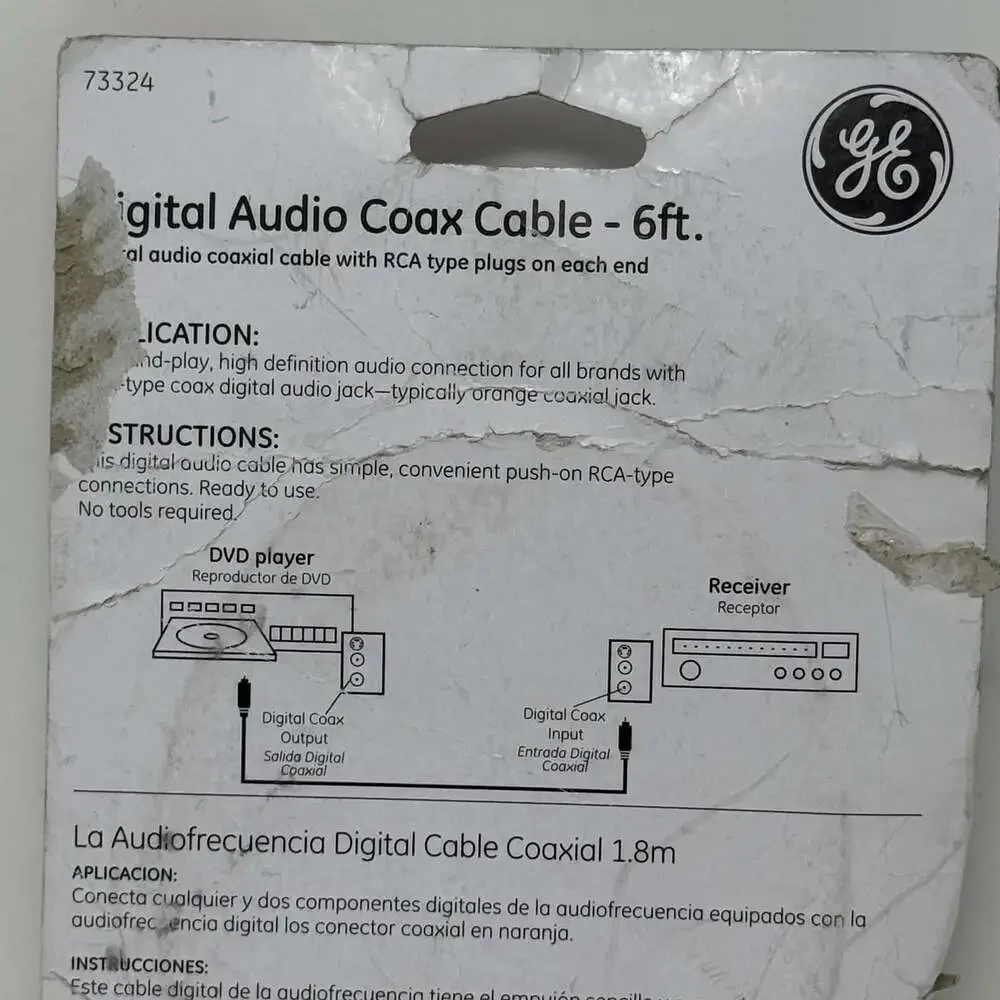 NEW GE 73324 Digital Audio Coaxial Cable 6-foot New Old Stock